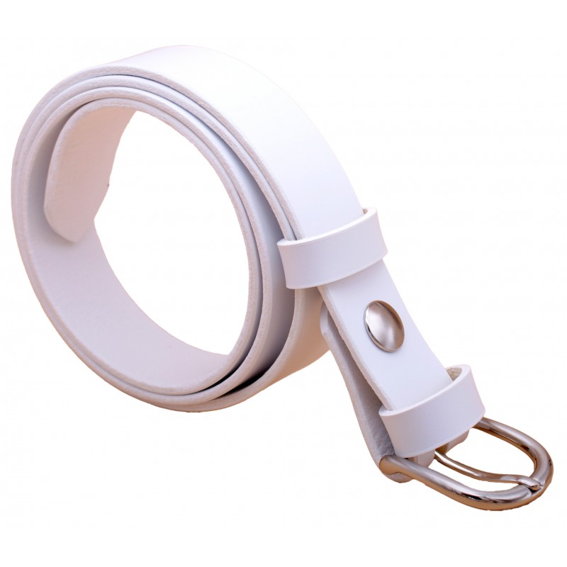 Ceinture artisanale en cuir blanc de 3 cm boucle 6