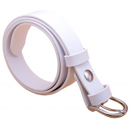Ceinture artisanale en cuir blanc de 3 cm boucle 6