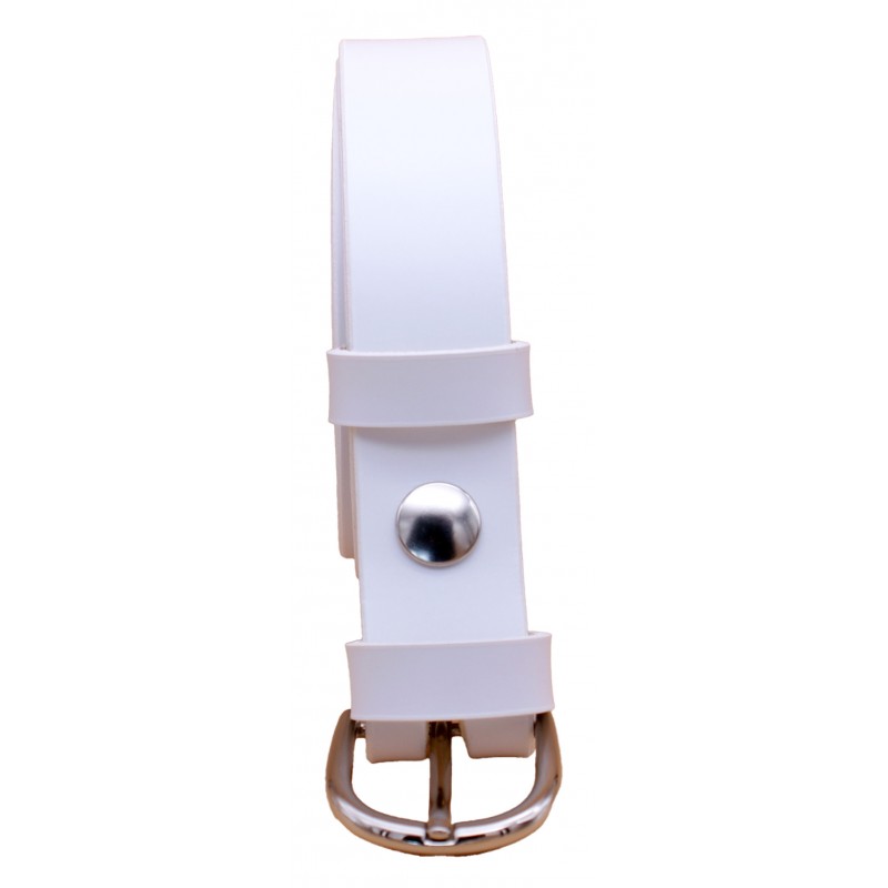 Ceinture artisanale en cuir blanc de 3 cm boucle 6