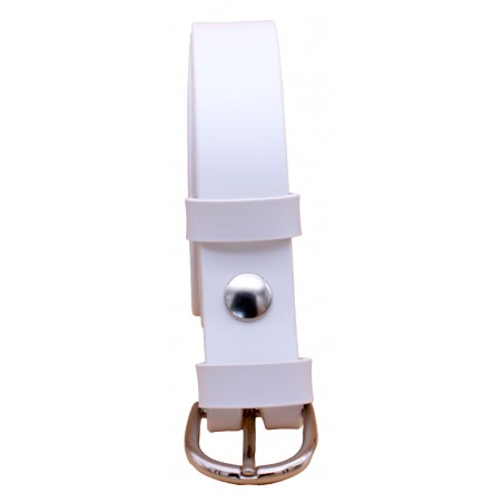Ceinture artisanale en cuir blanc de 3 cm boucle 6