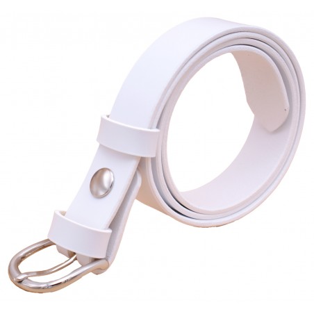 Ceinture artisanale en cuir blanc de 3 cm boucle 6