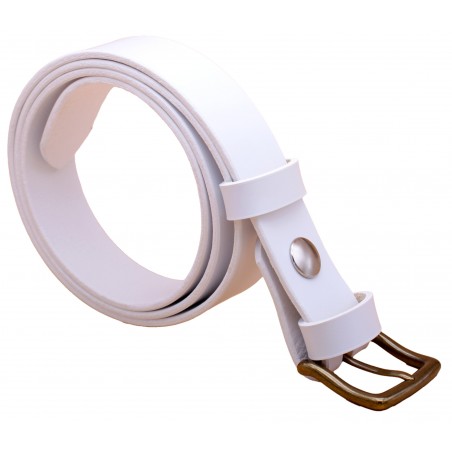 Ceinture artisanale en cuir blanc de 3 cm boucle 9