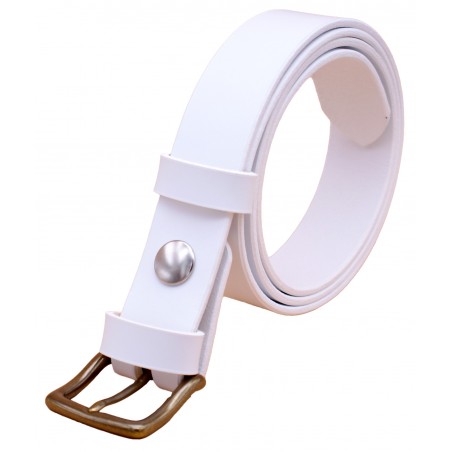Ceinture artisanale en cuir blanc de 3 cm boucle 9