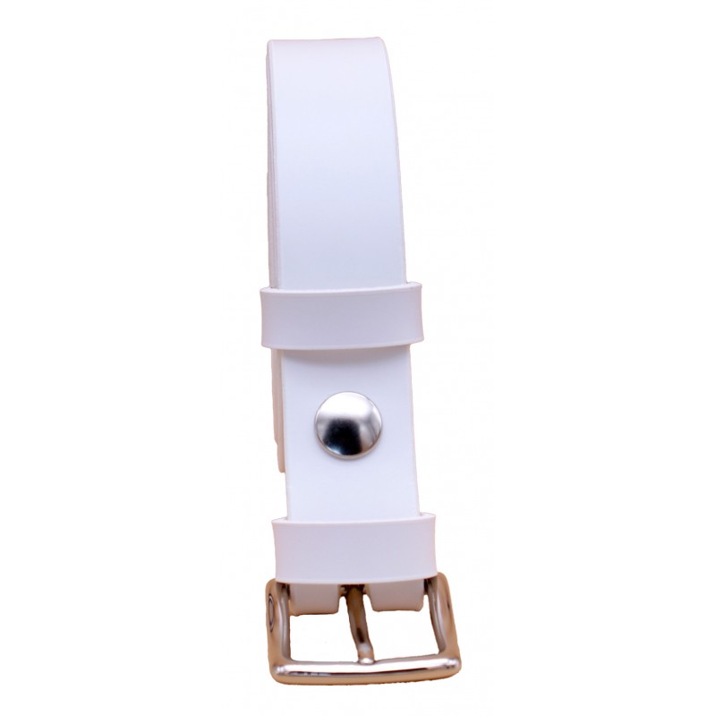 Ceinture artisanale en cuir blanc de 3 cm...