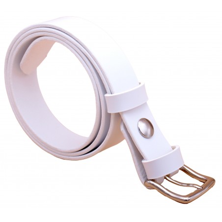 Ceinture artisanale en cuir blanc de 3 cm boucle 10