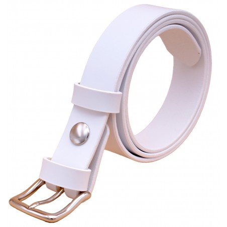 Ceinture artisanale en cuir blanc de 3 cm boucle 10