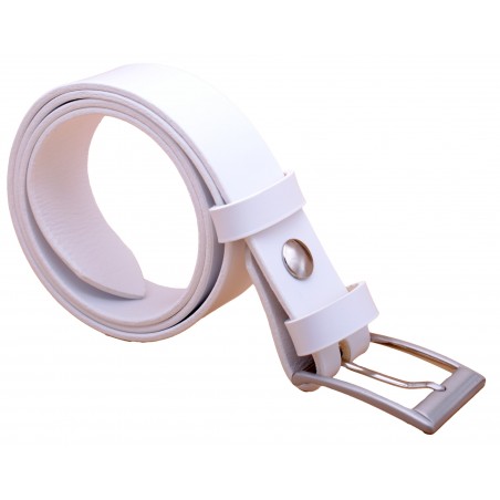 Ceinture artisanale en cuir blanc de 3,5 cm boucle 1