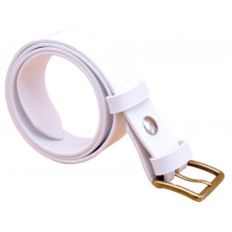 Ceinture artisanale en cuir blanc de 3,5 cm boucle 3