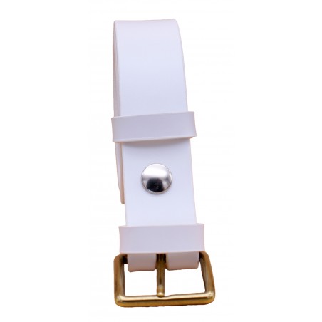 Ceinture artisanale en cuir blanc de 3,5 cm boucle 3