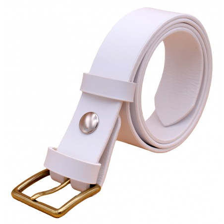 Ceinture artisanale en cuir blanc de 3,5 cm boucle 3