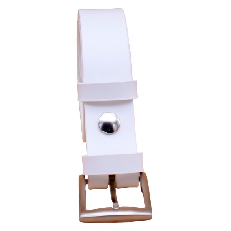 Ceinture artisanale en cuir blanc de 3,5 cm...