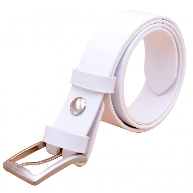 Ceinture artisanale en cuir blanc de 3,5 cm...