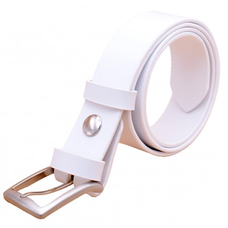 Ceinture artisanale en cuir blanc de 3,5 cm boucle 4