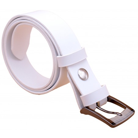 Ceinture artisanale en cuir blanc de 3,5 cm boucle 5