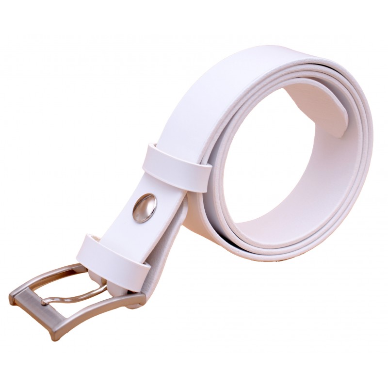 Ceinture artisanale en cuir blanc de 3,5 cm...
