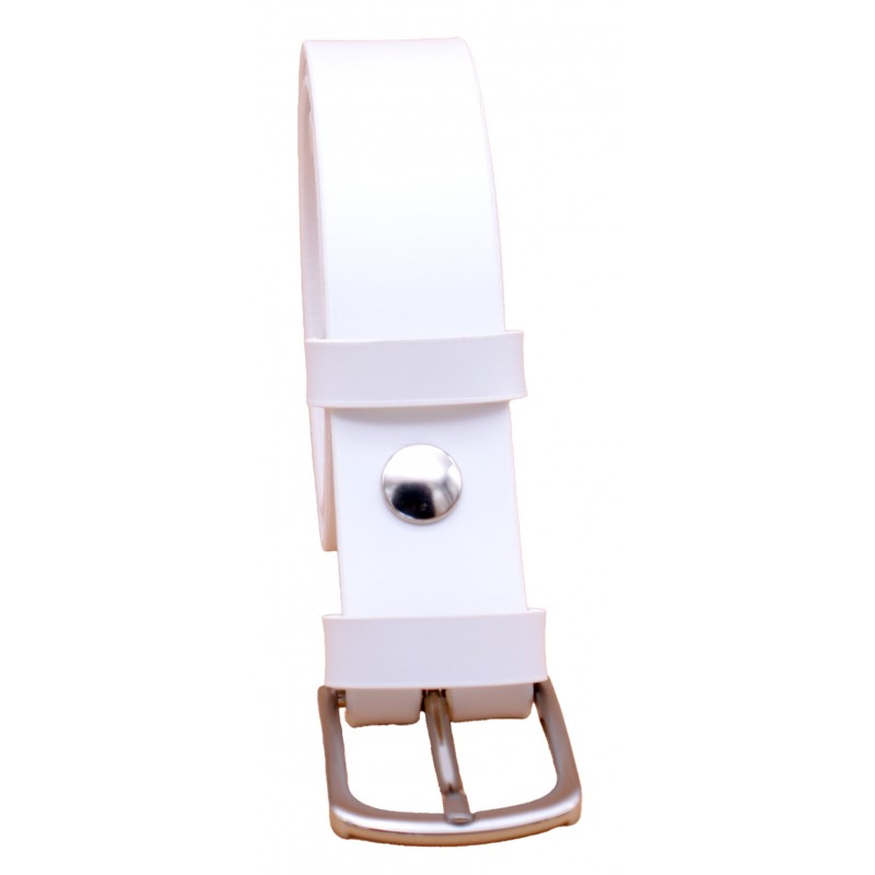 Ceinture artisanale en cuir blanc de 3,5 cm...