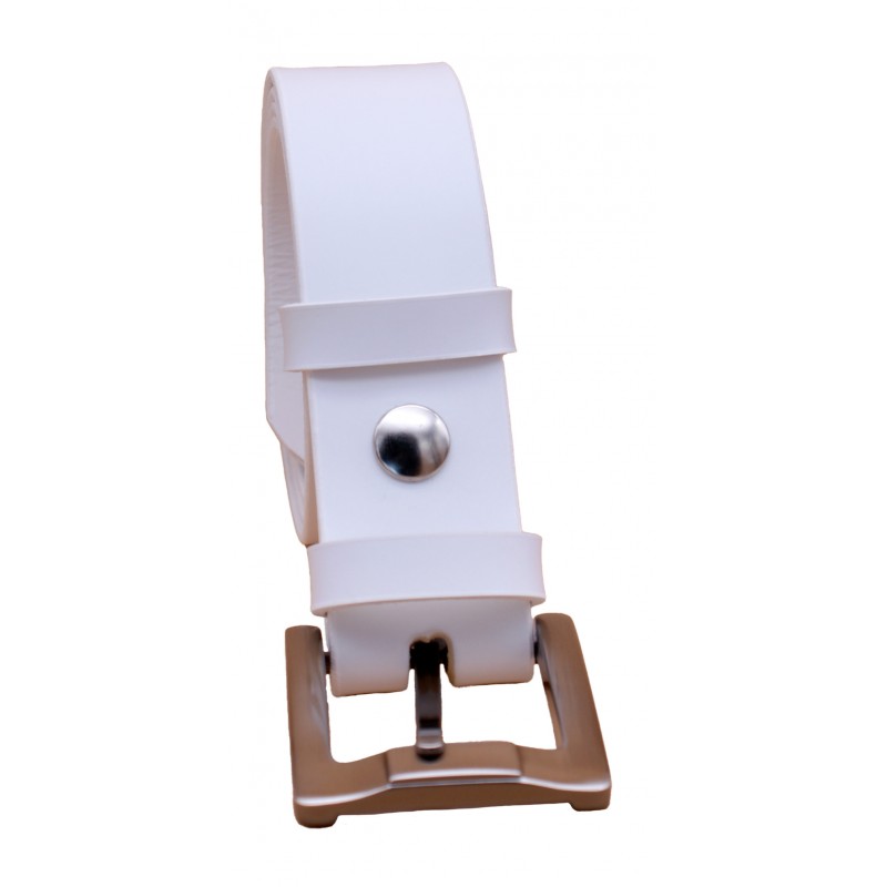 Ceinture artisanale en cuir blanc 4 cm boucle 1