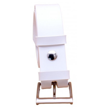 Ceinture artisanale en cuir blanc 4 cm boucle 3