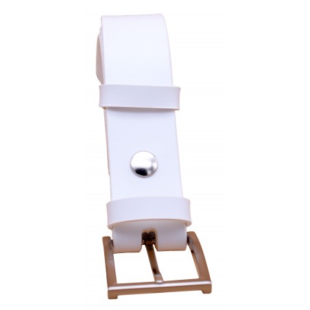 Ceinture artisanale en cuir blanc 4 cm boucle 4