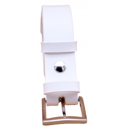 Ceinture artisanale en cuir blanc 4 cm boucle 13