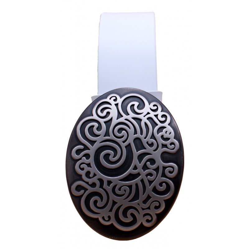 Ceinture artisanale en cuir blanc 4 cm  grose...