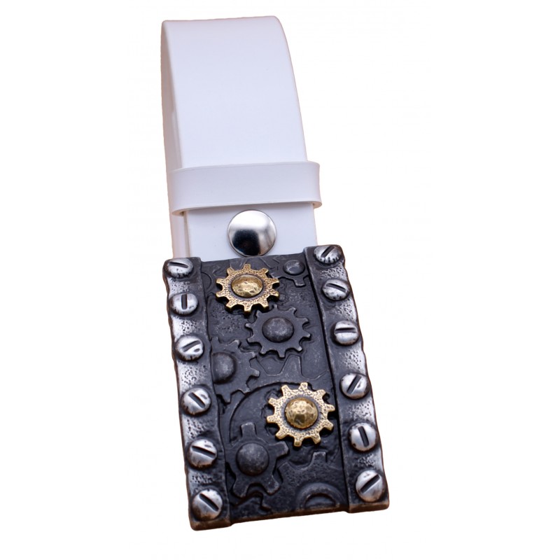 Ceinture artisanale en cuir blanc 4 cm boucle...