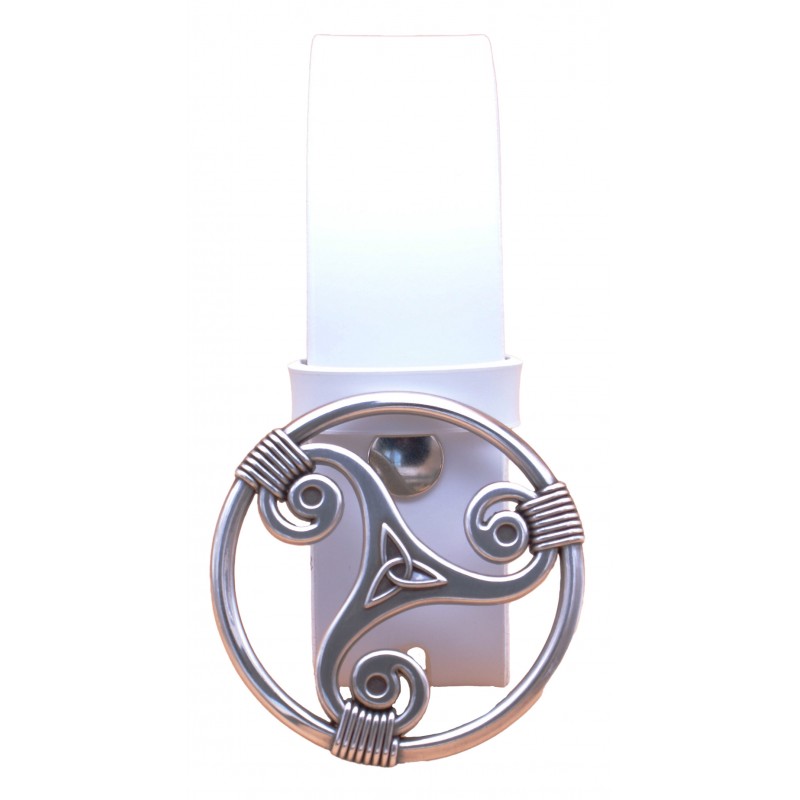 Ceinture artisanale en cuir blanc 4 cm boucle...