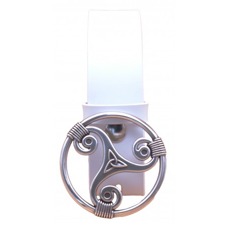 Ceinture artisanale en cuir blanc 4 cm boucle Triskel 29