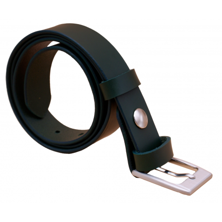 Ceinture artisanale en cuir Vert Olive de 3 cm boucle 1