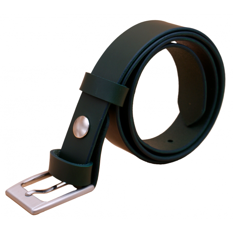 Ceinture artisanale en cuir Vert Olive de 3 cm...