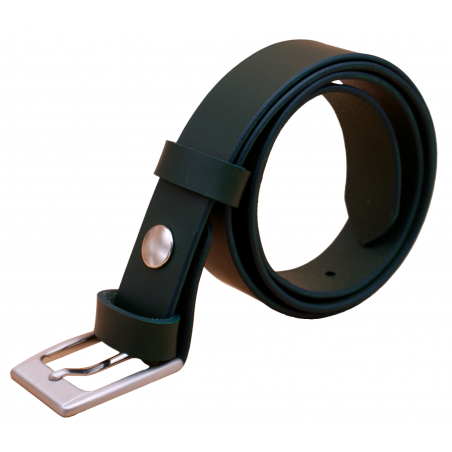 Ceinture artisanale en cuir Vert Olive de 3 cm boucle 1