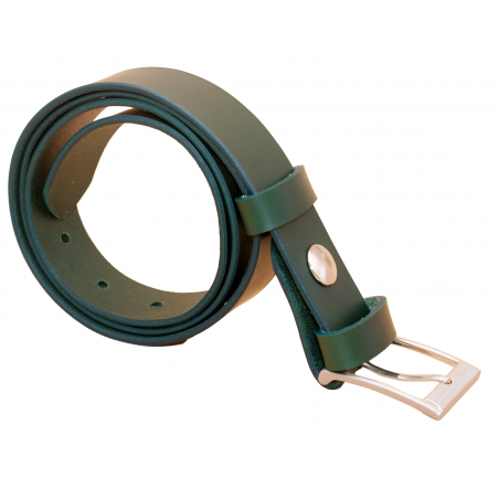 Ceinture artisanale en cuir Vert Olive de 3 cm boucle 2