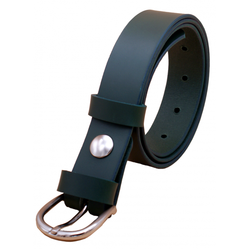 Ceinture artisanale en cuir Vert Olive de 3 cm...