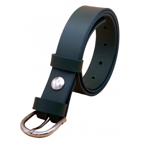 Ceinture artisanale en cuir Vert Olive de 3 cm boucle 6