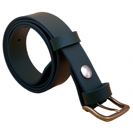 Ceinture artisanale en cuir Vert Olive de 3 cm boucle 9