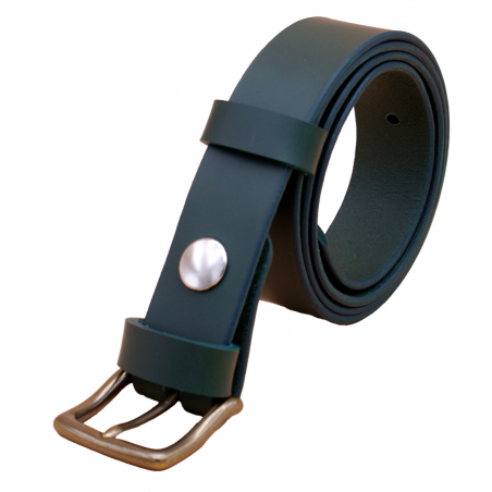 Ceinture artisanale en cuir Vert Olive de 3 cm boucle 9