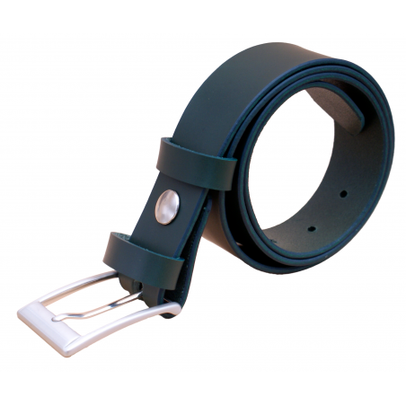 Ceinture artisanale en cuir Vert Olive de 3,5 cm boucle 1