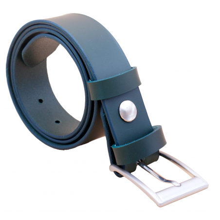 Ceinture artisanale en cuir Vert Olive de 3,5 cm boucle 1