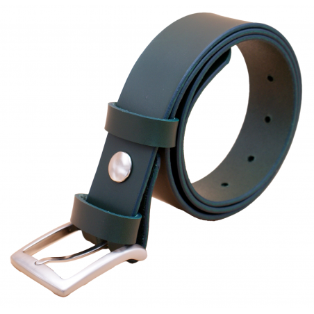 Ceinture artisanale en cuir Vert Olive de 3,5 cm boucle 4