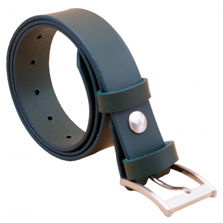 Ceinture artisanale en cuir Vert Olive de 3,5 cm boucle 7