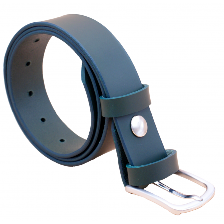 Ceinture artisanale en cuir Vert Olive de 3,5 cm boucle 8