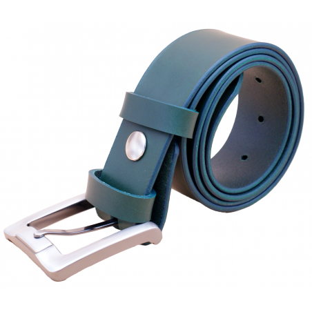 Ceinture artisanale en cuir Vert olive 4 cm boucle 1