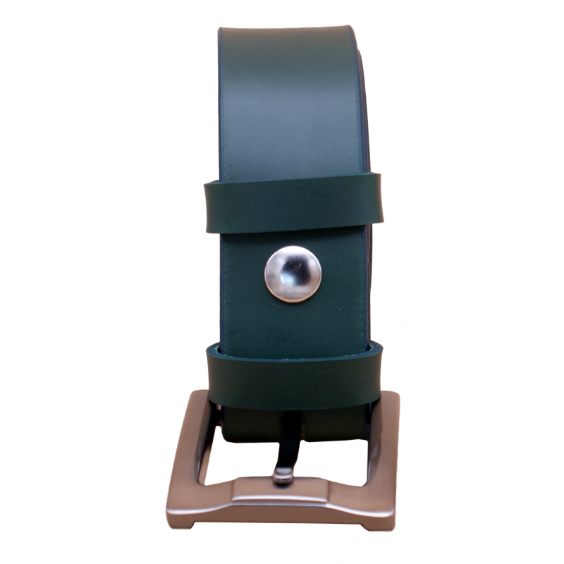 Ceinture artisanale en cuir Vert olive 4 cm...