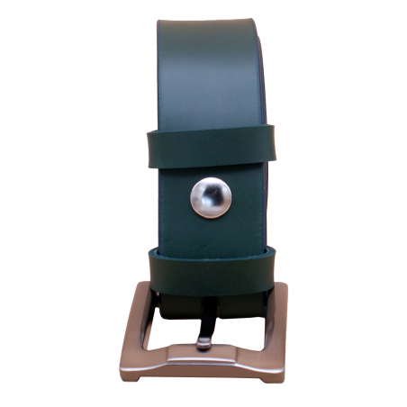 Ceinture artisanale en cuir Vert olive 4 cm boucle 1