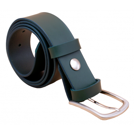 Ceinture artisanale en cuir Vert olive 4 cm boucle 2