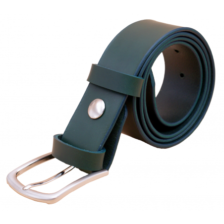 Ceinture artisanale en cuir Vert olive 4 cm boucle 2