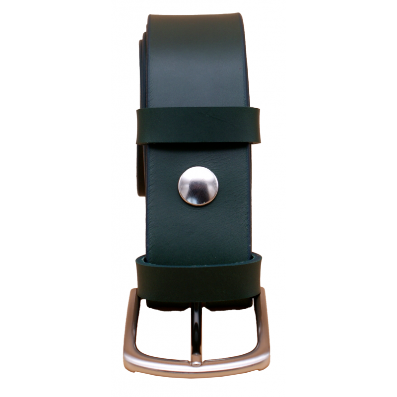 Ceinture artisanale en cuir Vert olive 4 cm...