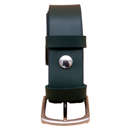 Ceinture artisanale en cuir Vert olive 4 cm boucle 2