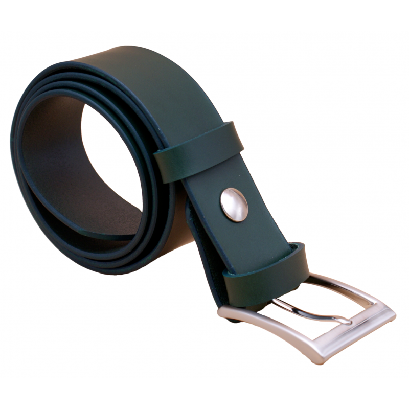 Ceinture artisanale en cuir Vert olive 4 cm...