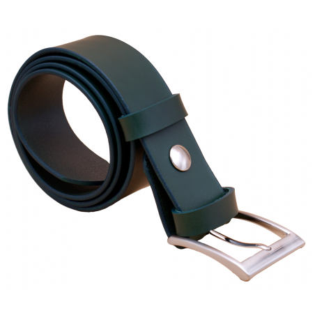 Ceinture artisanale en cuir Vert olive 4 cm boucle 3